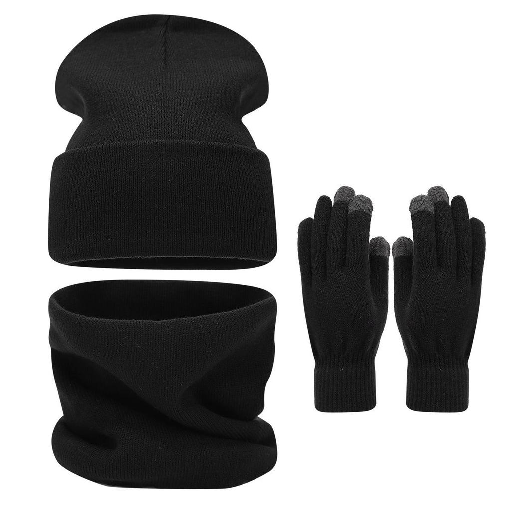 Trendy Oversized Hat, Scarf, and Gloves Set: Winter Outdoor Warmth with Face-Slimming Design