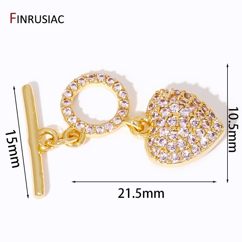 

18K Gold Plated Heart Shape Pearl Clasp For Bracelets,Brass Inlaid Zircon Connector Clasps For Jewelry Making DIY Accessories 1 Set