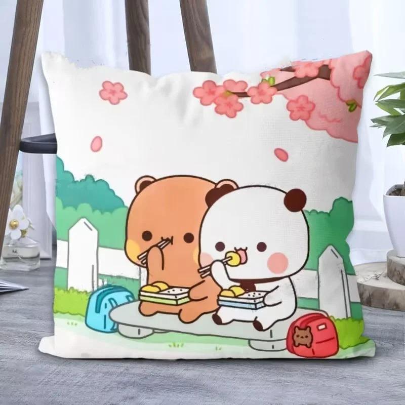 

Panda Bubu and Doodle Print Couple Cartoon Series Square Pillowcase Soft Waist Sofa Cushion Cover Bedroom Room Pillowcase 45x45cm-1pcs