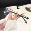 Men's Vintage Semi-Rimless Non-Magnetic Eyeglasses with Anti-Blue Light for Larger Faces (Prescription-Compatible).