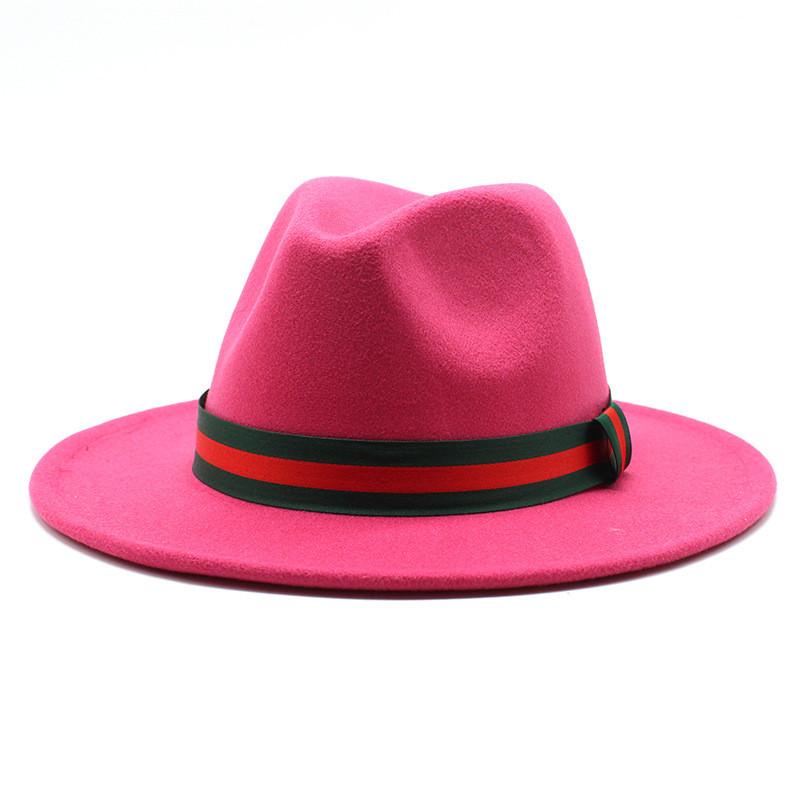 Fall Winter Fedora Hat For Men Women With Leopard Print Wool Felt Wide Brim Sun Protection