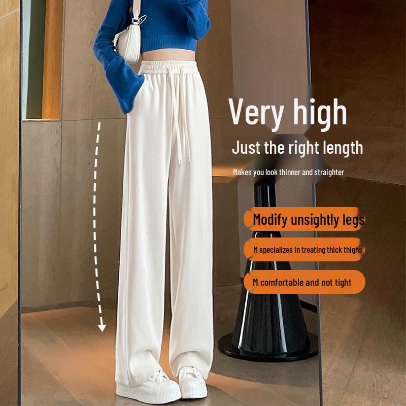 Petite Women's Light Luxury Floor-Length Trousers: Narrow to Wide-Leg, Draping Casual Style for Spring & Autumn 2025
