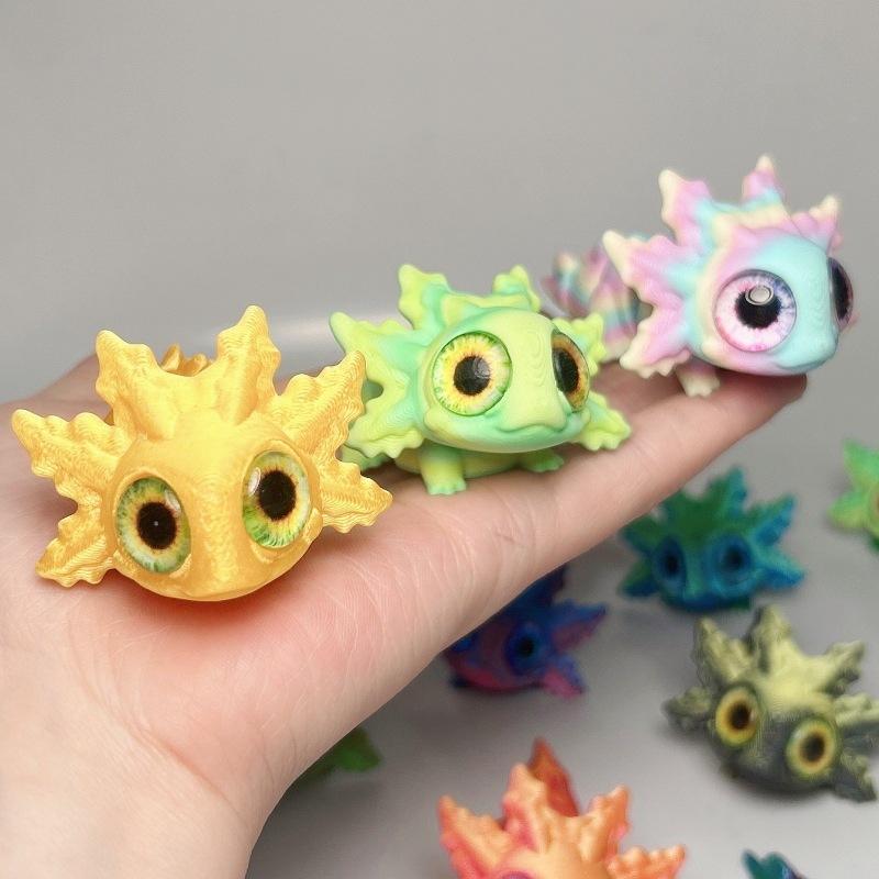 1 Piece Living Room Decoration 3D Printing Salamander Figures Multi-Joint Movable Simulation Eyes For Home Accessories Kids Gift
