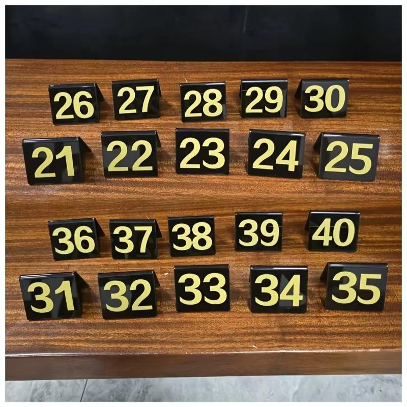 1-40 Acrylic V-Type Number Plates Table Numbers Cards Set Signs Position Markers for Restaurants Hotels Events Wedding Seat Tags
