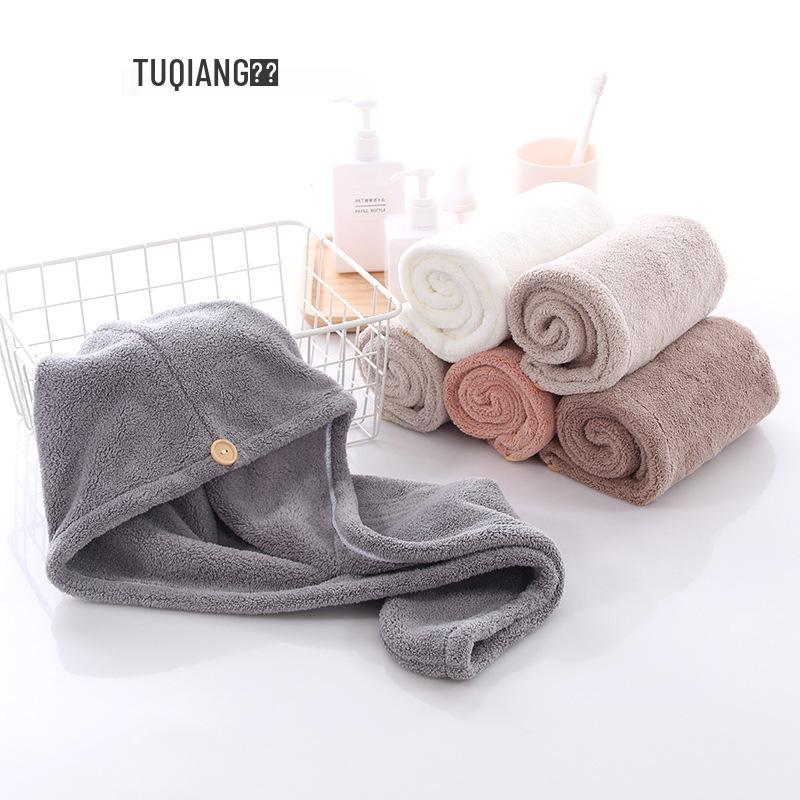 Tuqiang Coral Fleece Superfine Bath Cap - Water-Absorbent Thickened Headscarf for Adults