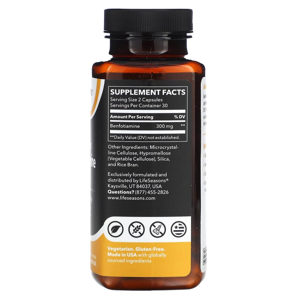 Fat-soluble B1 Benfotiamine, Veggie Capsules 60 (150Mg Per Capsule)