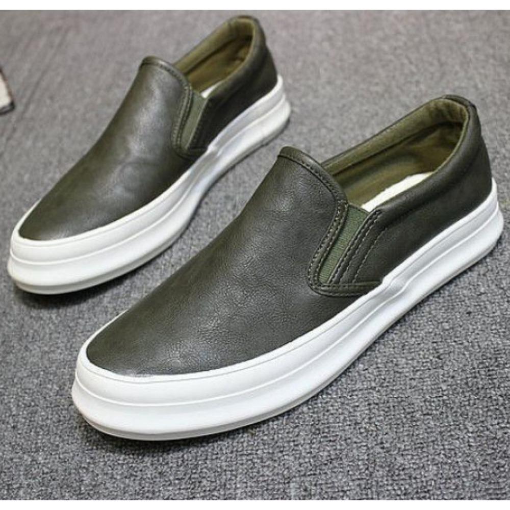Fashion Flat Shoes Men's New Style One Foot Casual Leather Shoes Mens Thick Soled Board Shoes Single Shoe Loafers designer loafers men