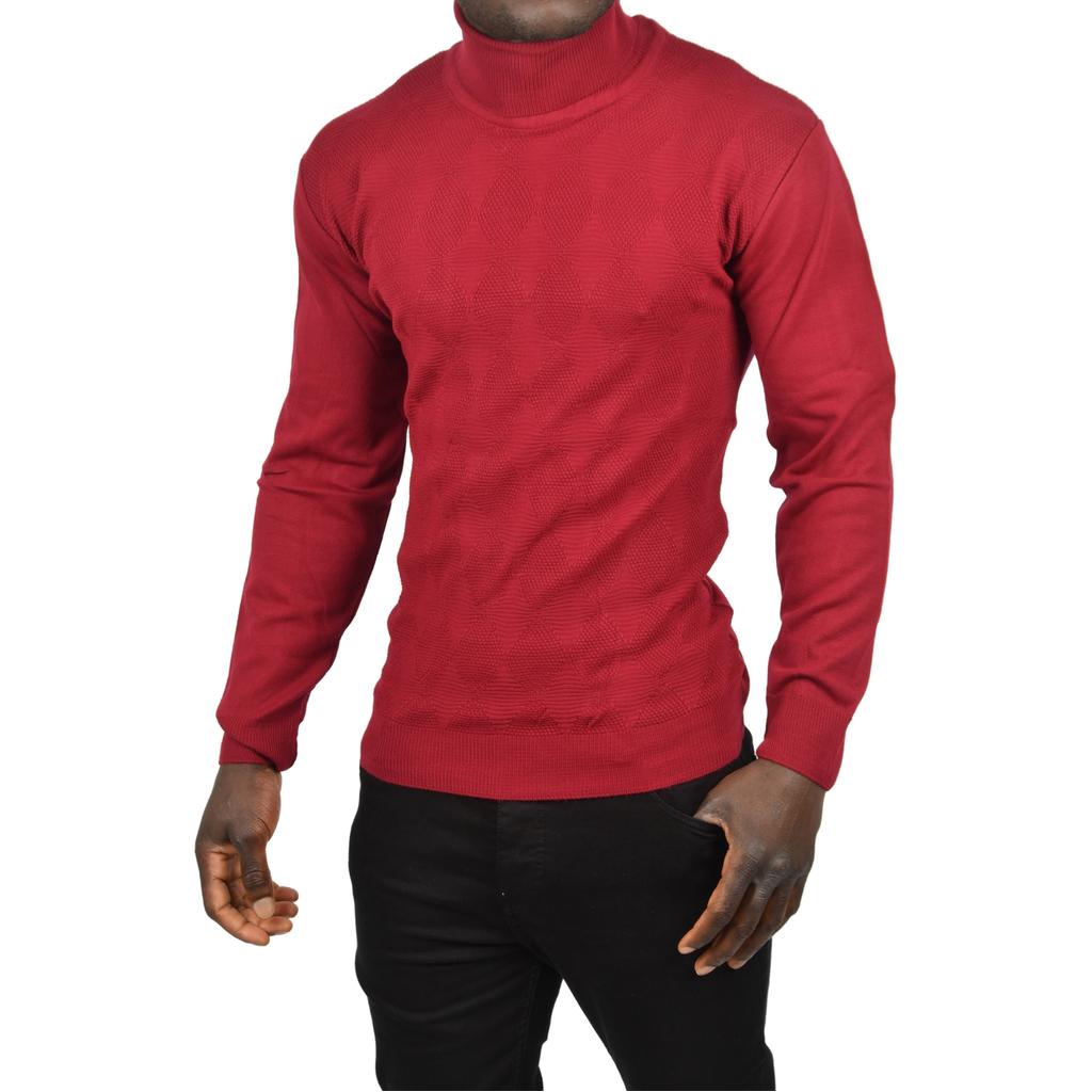 DeepSEA Slim Fit Baklava Desenli Tam Balıkçı Yaka Boğazlı Triko Balıkçı Yaka Kazak 2505507