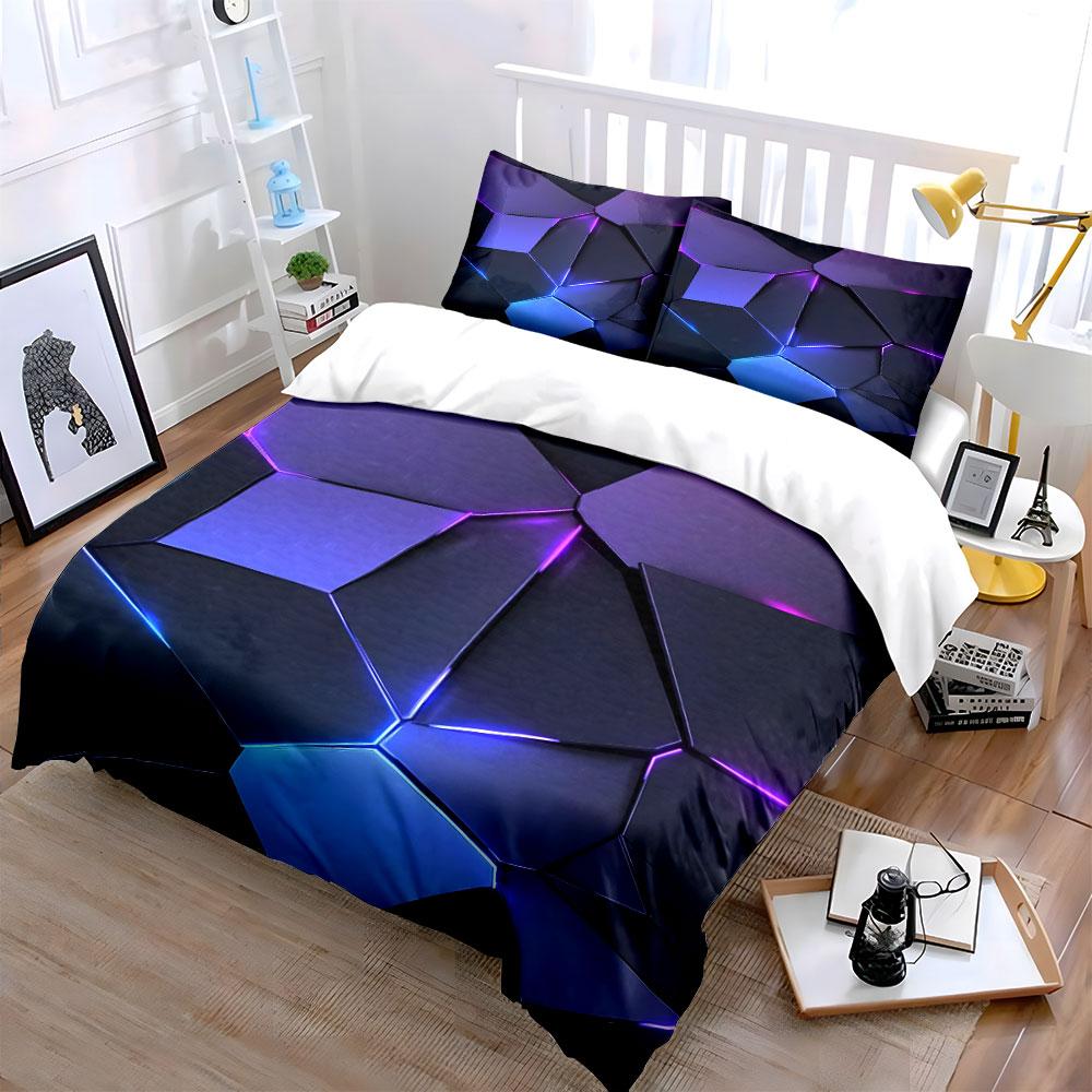 Geometric Led Wall Panels Decor Multiple Sizes Kid'S And Adults' Bedroom Exquisite 3Pc Bedding Set, Gift