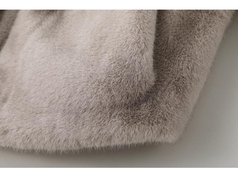 2024 Women's Short Hooded Winter Coat - Thickened Golden Mink Fleece, Eco-Friendly Faux Fur Jackets