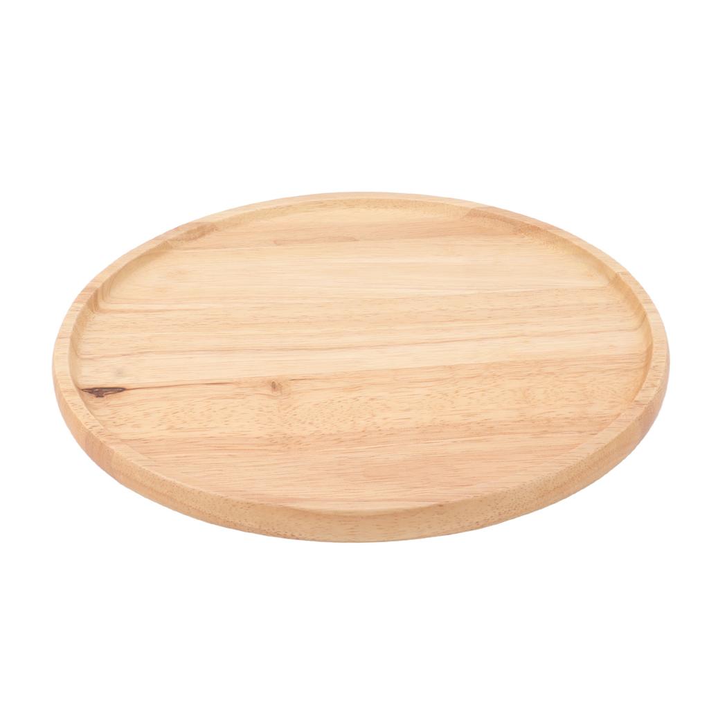 Round Wood Tray 30cm Simple Style Stable Serving Tray for Breakfast Pizza Fruit Snacks