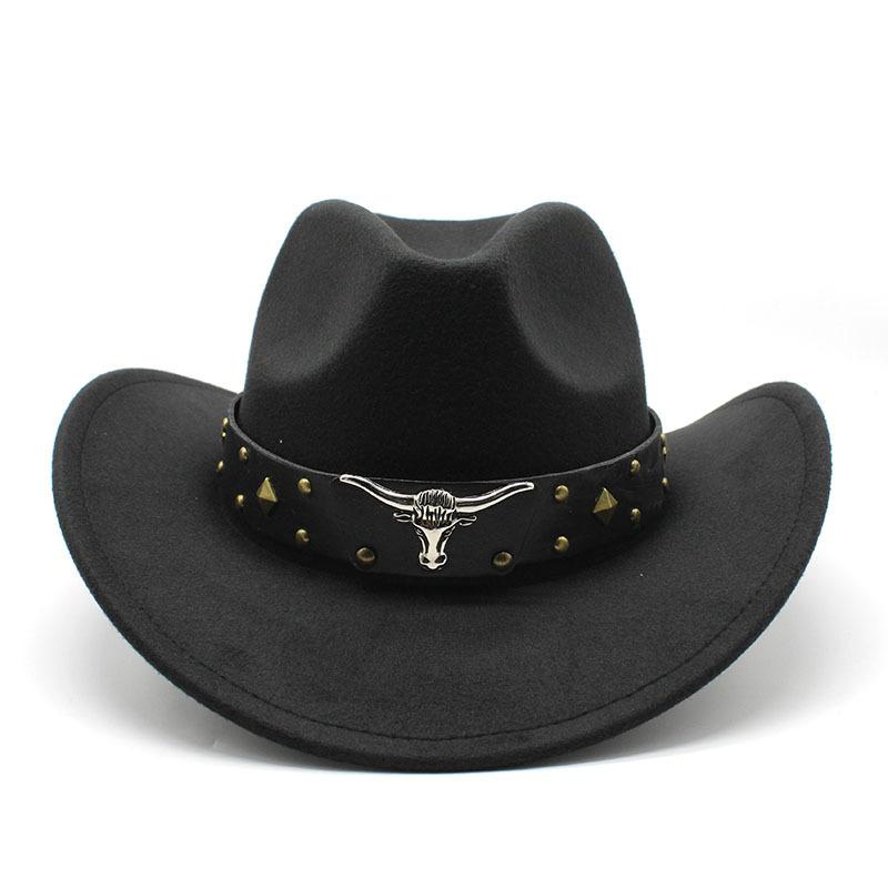 Western Cowboy Hat Vintage Jazz Hat Men And Women Wool Top Hat Felt Hat