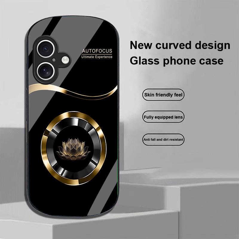 Kreis Lotus Weiß Für Apple IPhone 16 11 13 15 14 Pro Max 12 Mini 7 8 Plus XR X XS Elliptisch Geformte Hülle aus Gehärtetem Glas