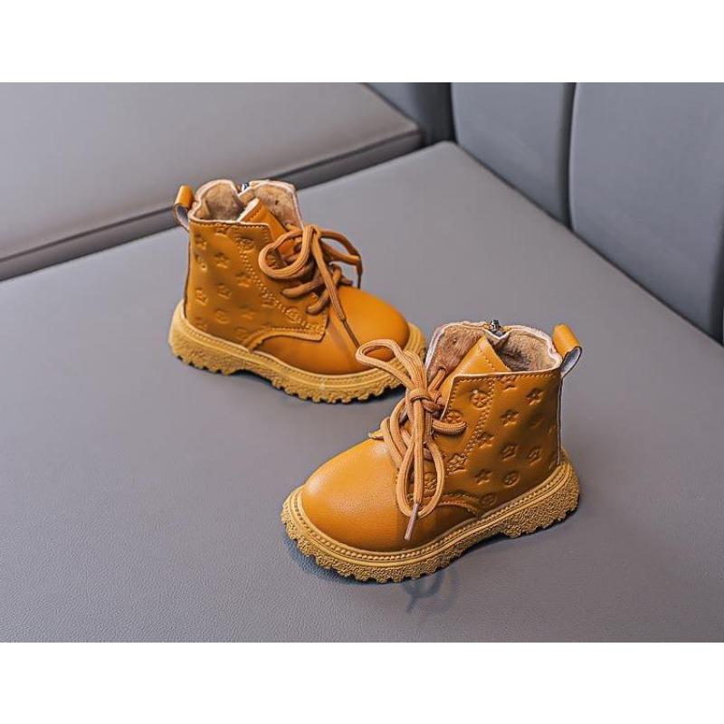 Fashion versatile children's warm short boots boys British style velvet single boots