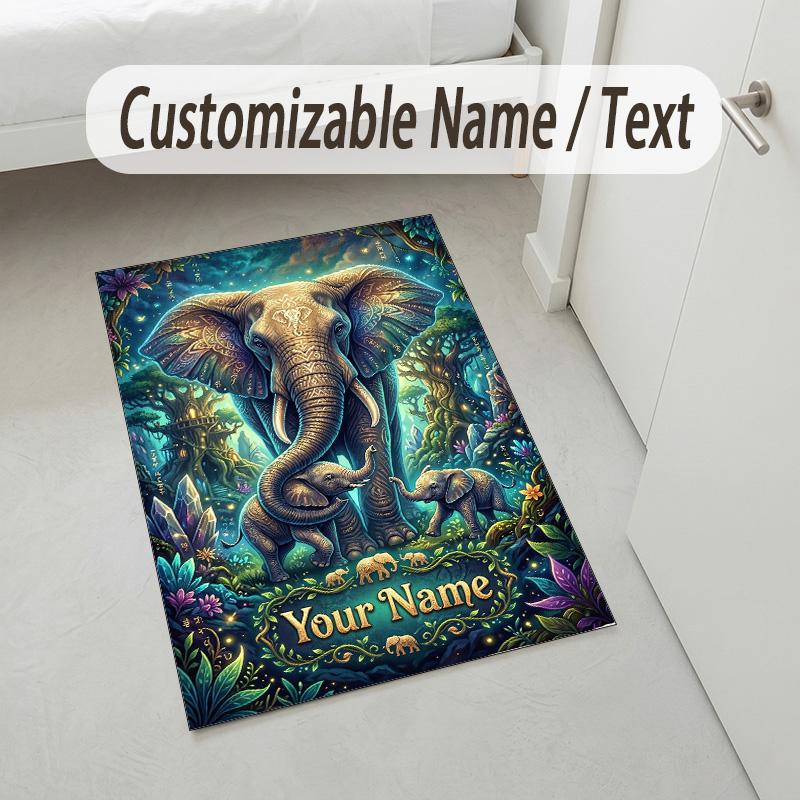 Elegant Roses Heart Theme Soft Crystal Velvet Rug Custom Name & Text Print Non Slip Floor Rug for Bedroom Living Room