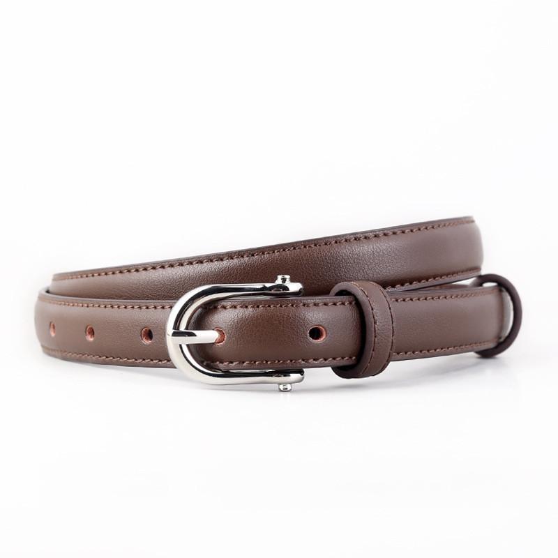 

Minimalist Leather Belt For Women With Alloy Buckle Perfect For Casual And Office Outfits Brown Silver