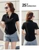 Women's Slim Fit Short-Sleeve Lapel Polo T-Shirt - High-End Summer Petite Top