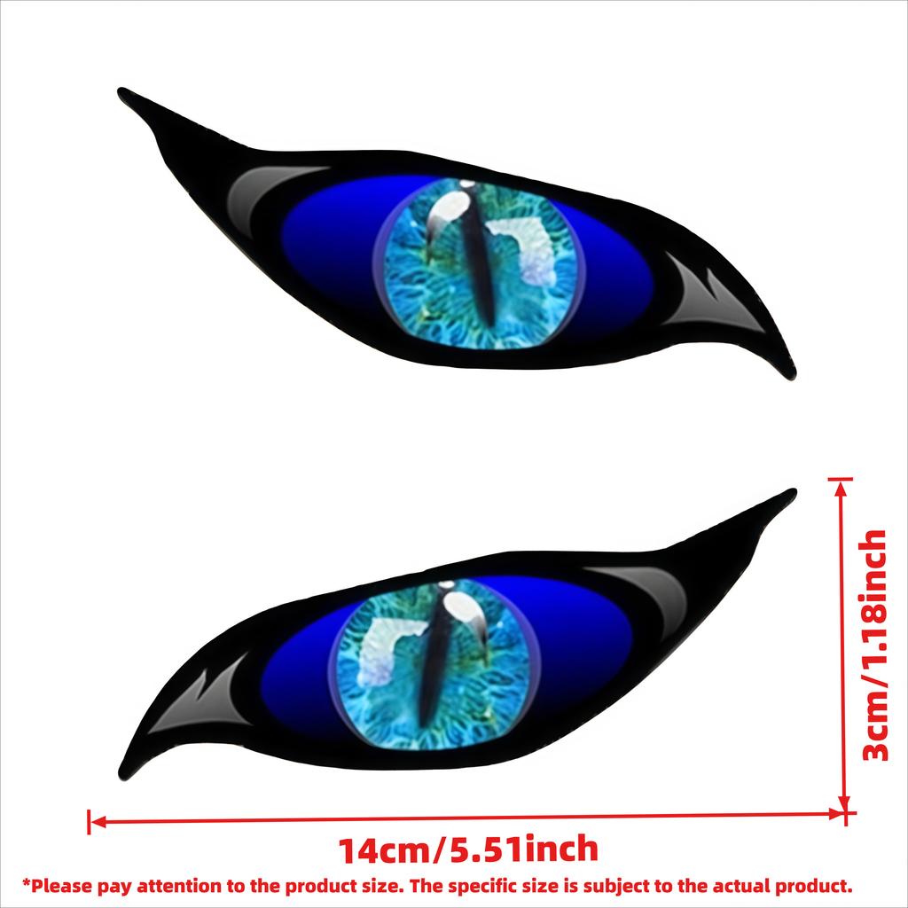 Car Sticker 3D Glossy Blue Dragon Eye Car Sticker - For Rearview Side Mirror, Eye-catching Mythical Creature Eye Decal