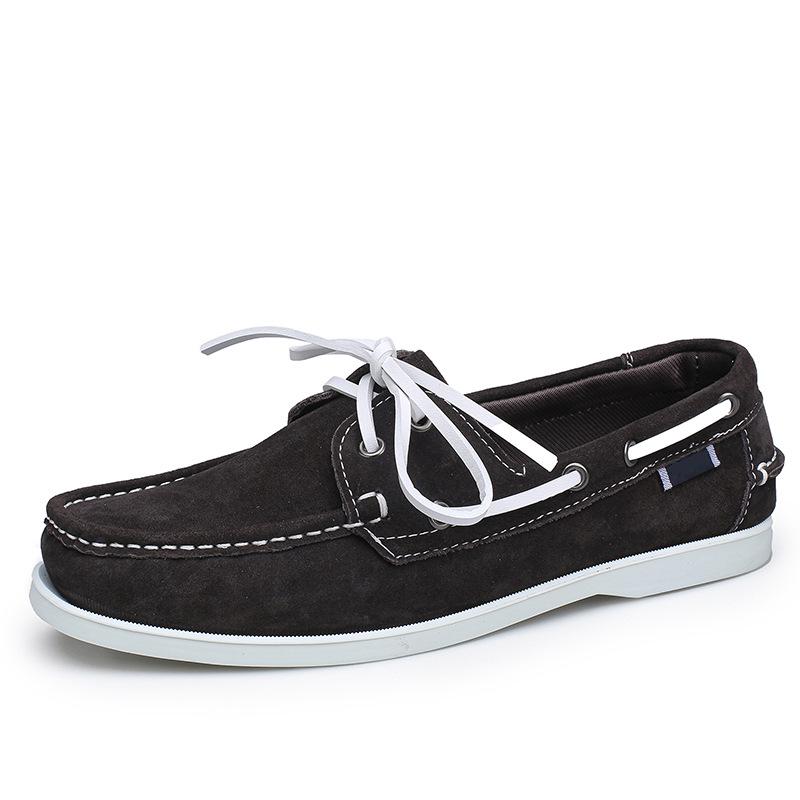 Modische Handgemachte Leder Segelschuhe für Herren - Atmungsaktiv, Dünner Stil, Vielseitige Schweineleder-Sohle, Niedrige Freizeitsneakers 39, runs large black