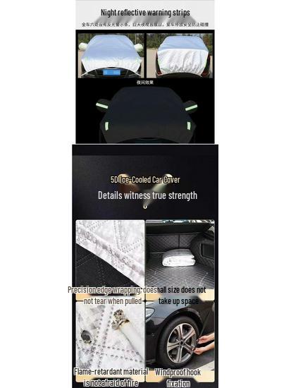 Halbe Autoabdeckung: Sonnen-, Schnee- und Frostschutz mit Regenschutz und Wärmeisolierung, dicke Fleece-Baumwolle.