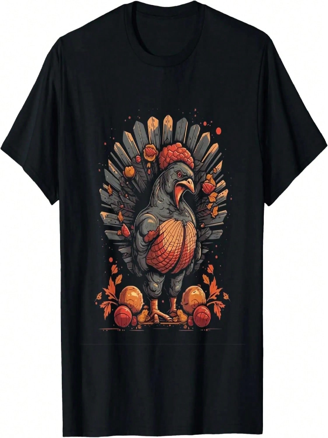 Turkey Fall Leaves Thanksgiving Day Animal Men Women Kids T-Shirt S разноцветный