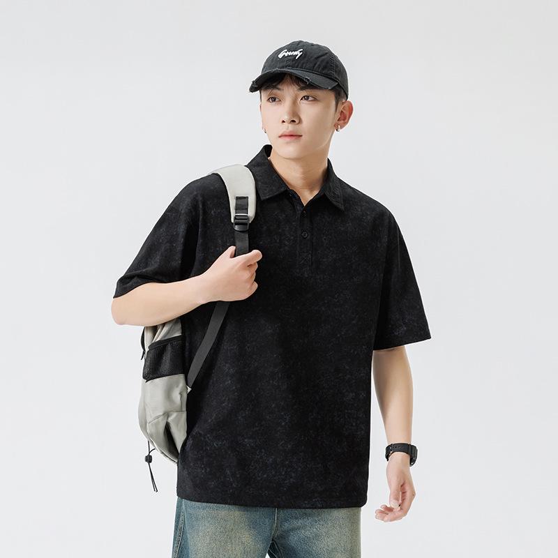 Men's Summer Tie-Dye Short-Sleeve Polo Shirt - Breathable, Casual, Korean Style Lapel T-shirt