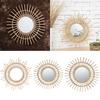 Decorative Wall Hanging Mirror - Small Vintage Mirror Rattan Mirror - Easy Assembly - Perfect for Living Room