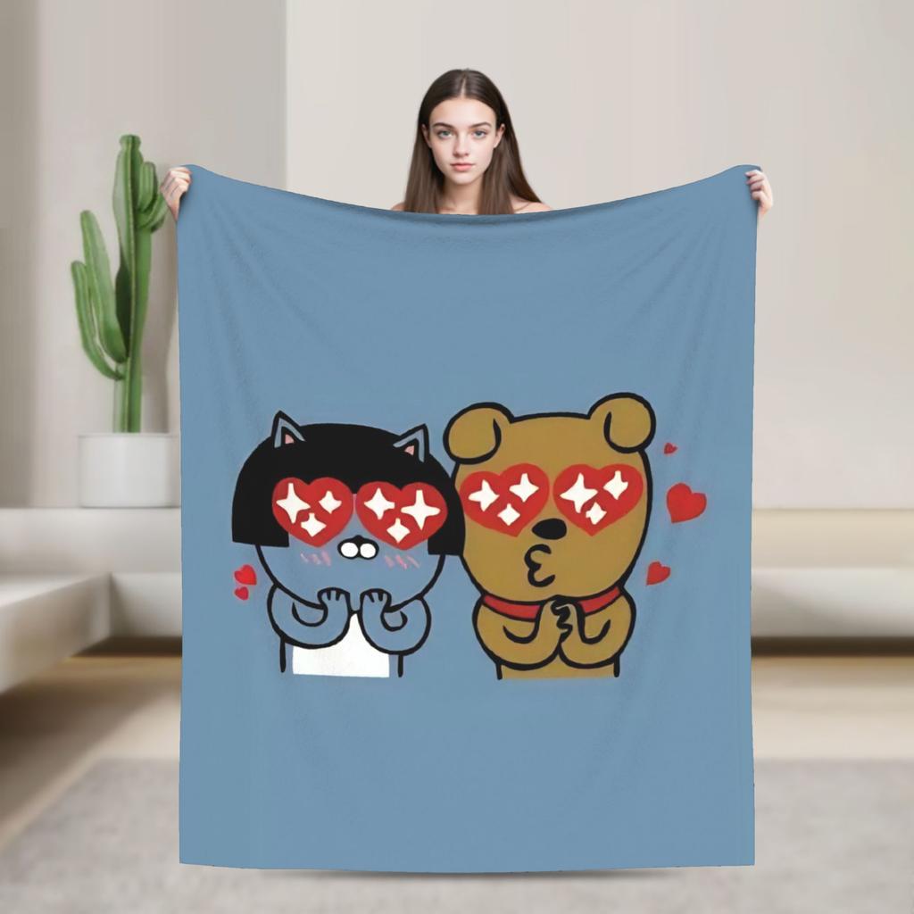 K-Kakaos F-Friends Tube Apeach Ryan Trio Blanket Quality Warm Throw Blanket Winter Picnic Home Decor Aesthetic Bedspread