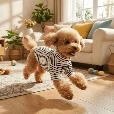 Dog Clothing High Collar Dog Thermal Shirt Warm Soft Striped Sweatshirt Two Leg Comfortable Pet Warm Sweater Indoor Use