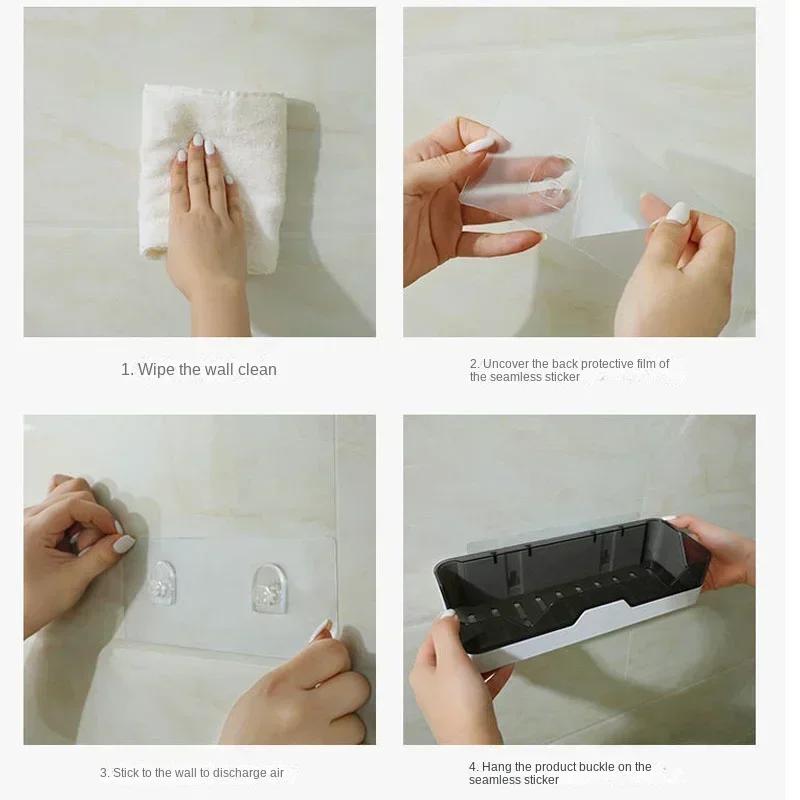 Bathroom Shelf Organizer Shower Storage Rack No Punching Required Corner Shelves Wall Mounted Aluminum Toilet Shampoo Holder