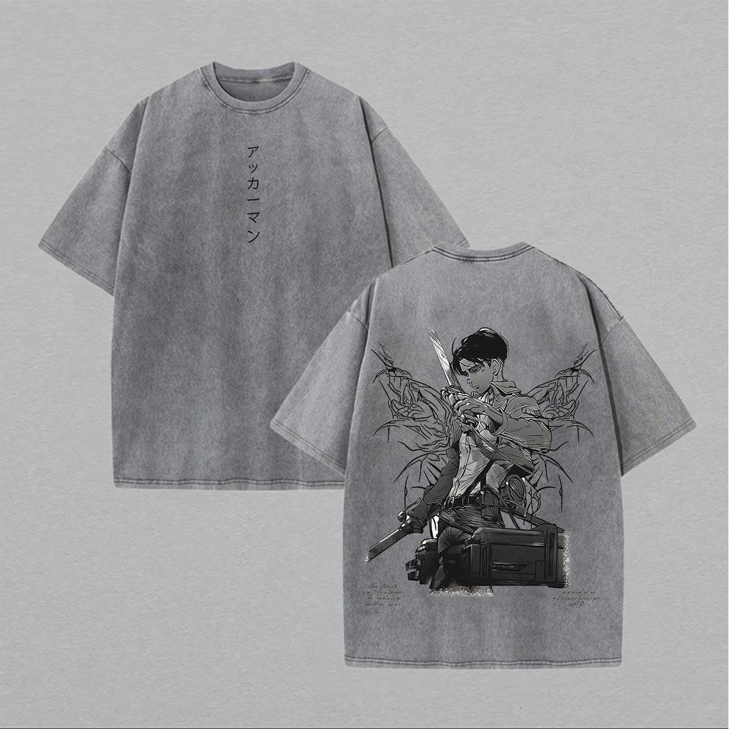 Attack on Titan Rival Manga T-shirt Cotton Soft Short Sleeve Tees Harajuku Fashion Washed Oversized T Shirt Men Women Clothing