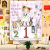 Happy Everyday Tapestry Wall Hanging Cute Girl Umbrella Balloon Cartoon Quote Aesthetic Wall Art Bedroom Dorm Room Decor
