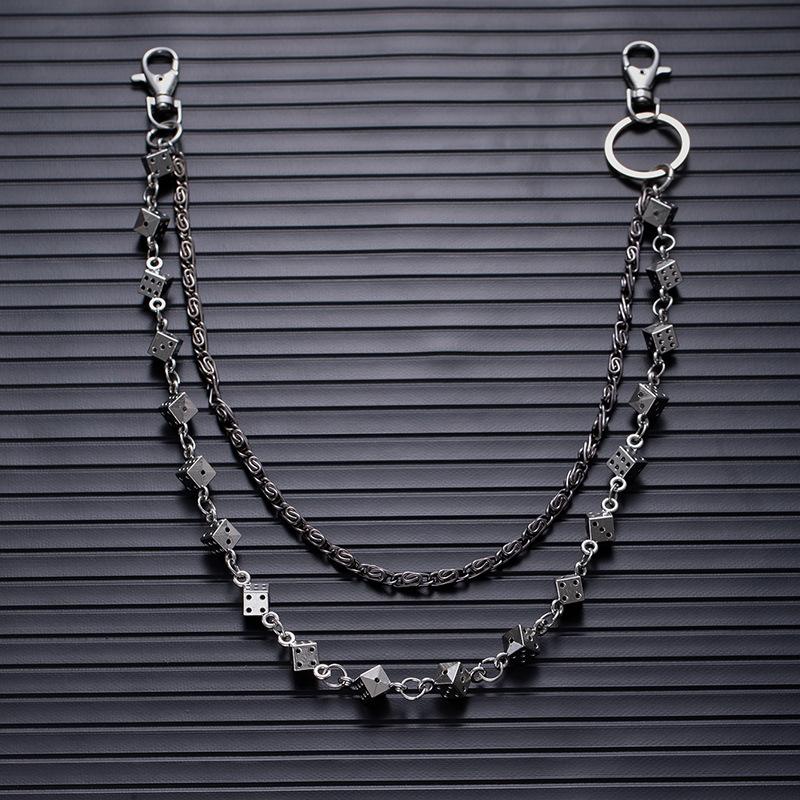 Dark Punk Style Dice Skull Skull Waist Chain Bracelet Necklace Jeans Chain Cool Personality Hip Hop Accessories
