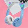 Flashing LED Cute Cat Ears Headphones Bluetooth Wireless Headset with Mic P47M Kid Girl Stereo Music Earbud Sports Headphones