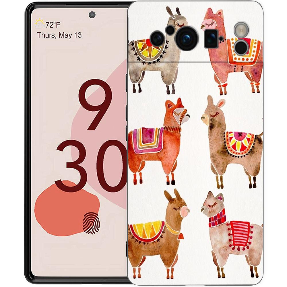 Kawaii Alpaca lovely Phone Case For Google pixel 9 8 7 6 Pro 8A 6A 7A 5G Silicone Shockproof Black Cover Fundas