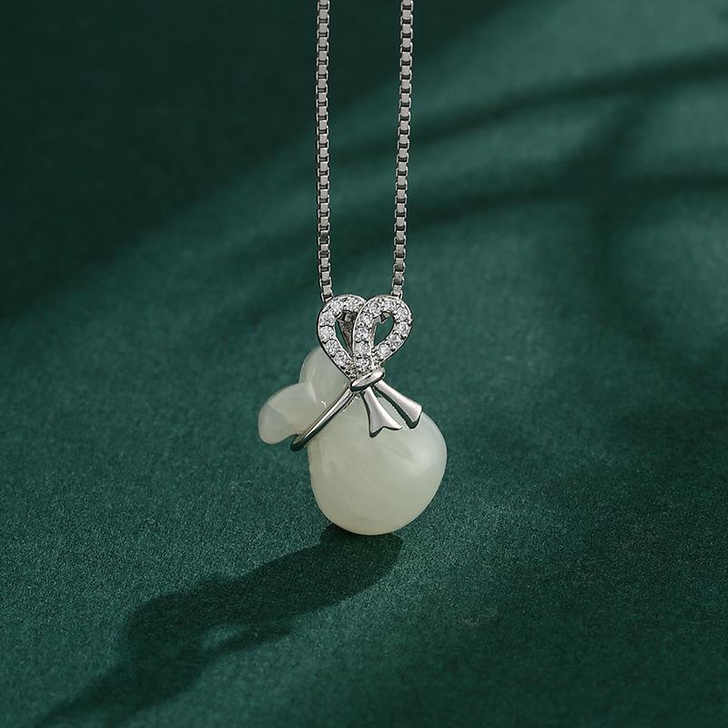 Lucky Bag Gourd Pendant Clip for DIY Amber Jade Silver Accessories