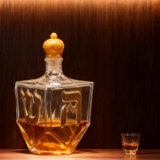 Χανουκά Θεματική Γυάλινη Μπουκάλα Ντεκάντερ Ουίσκι με Διακοσμητικό Στόμιο Μοναδικό Ντεκάντερ Λικέρ για Δώρα Εορτών, Επίδειξη Οικιακού Μπαρ