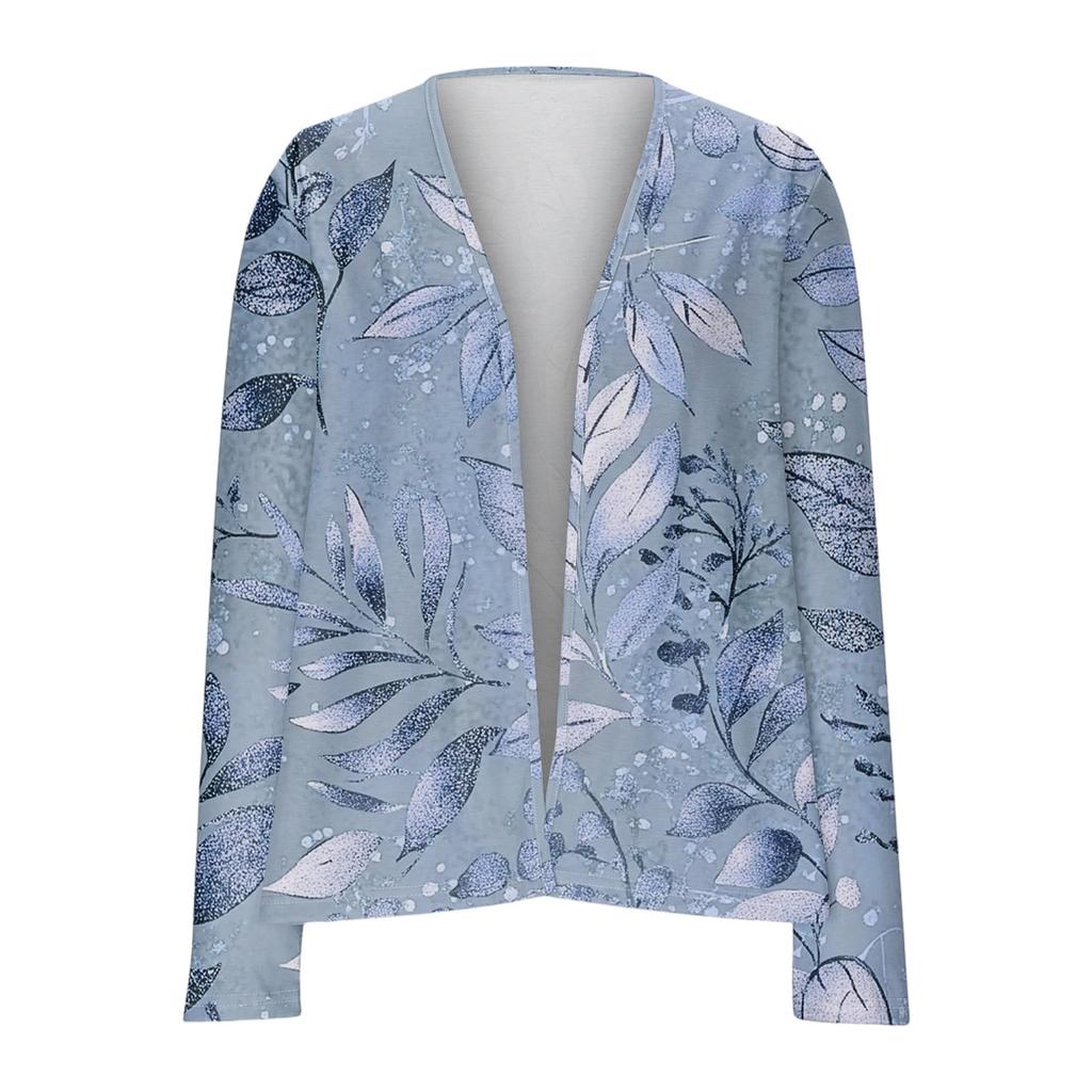 Women's Loose Casual Vintage Floral Print Long Sleeve Top Cardigan