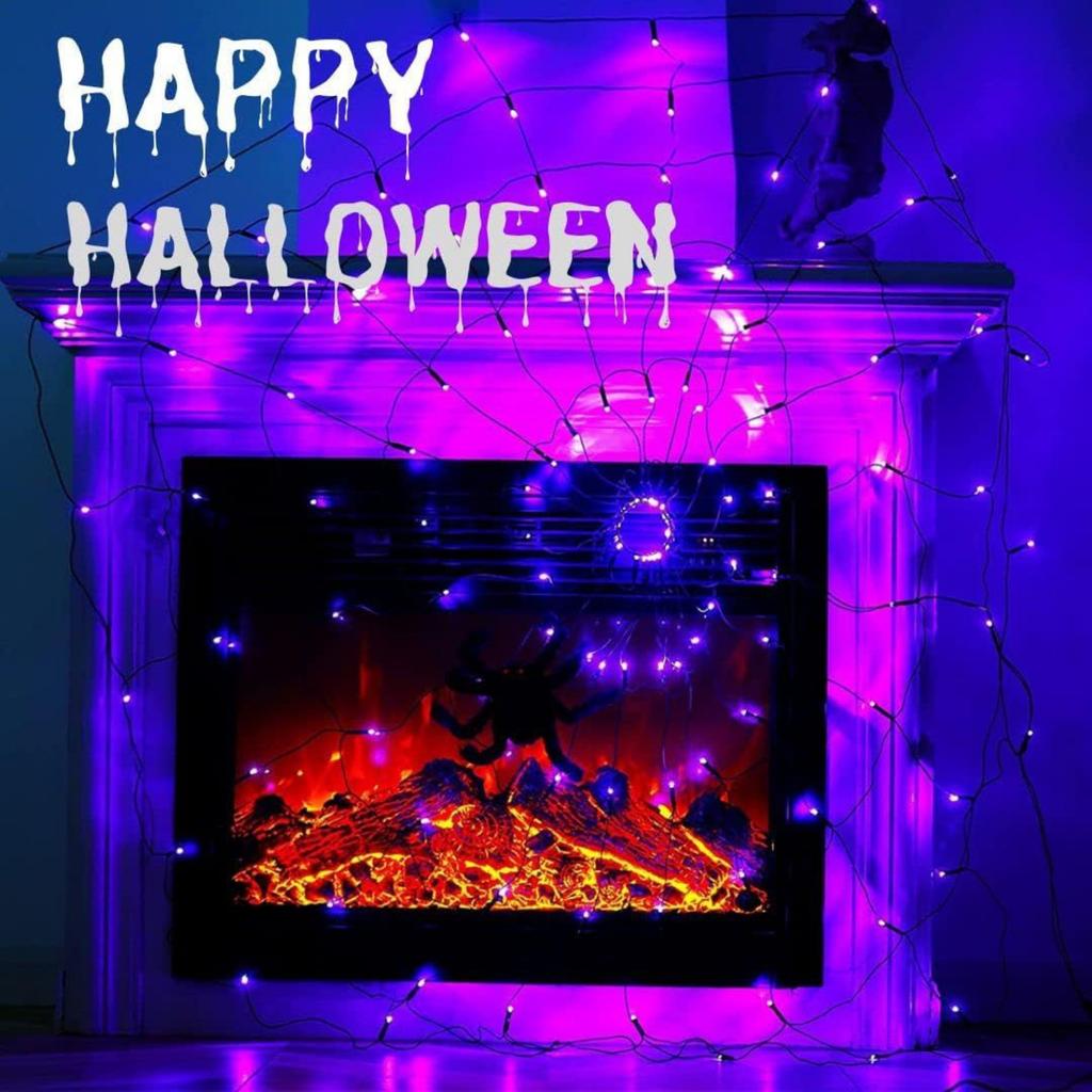 Spider Web String Lights with Large Spider Decoration for Halloween Indoor Outdoor Party Decoration Durable Flexible Design