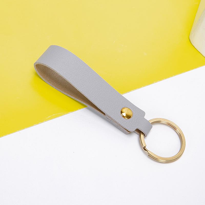 Nordic Two-Color PU Leather Keychain: Creative Macaron Keyring & Bag Pendant