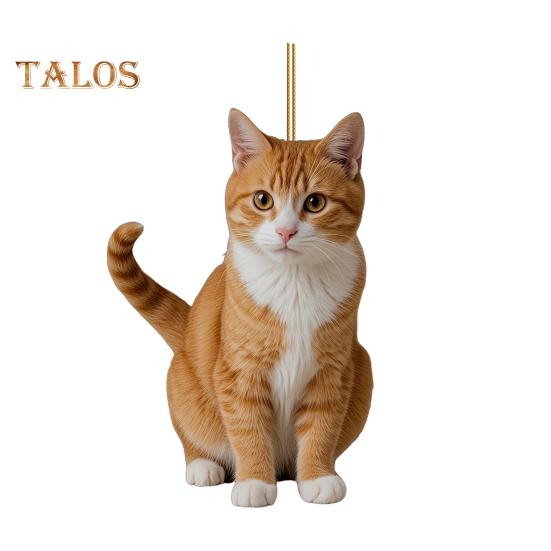 

Акриловый кулон в виде кошки с ремешком, легко подвешивается, легкий дизайн, очаровательная кошечка, рождественские украшения для елки белый/оранжевый