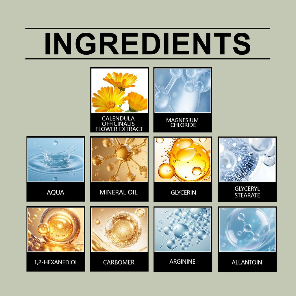 Magnesium Body Cream with Herbal Extracts for Massage and Skin Moisturizing