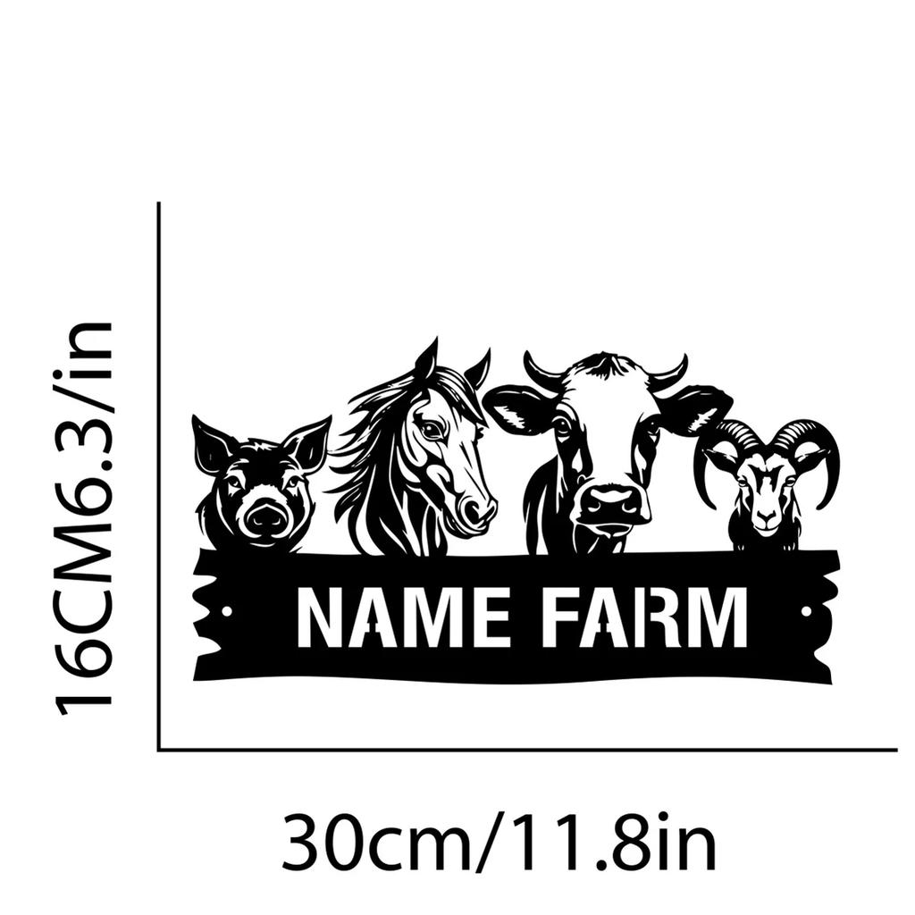 Custom Metal Farm Sign Personalized Rustic Animal Decor Outdoor Ranch Wall Art