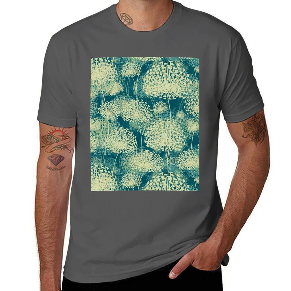 Dandelions Vintage Blue Tshirt All Match Print Short Sleeve Top Tshirt