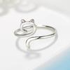 Dainty Cute Cat Long Tail Finger Ring Knitting Crocheting Joint Ring Jewelry