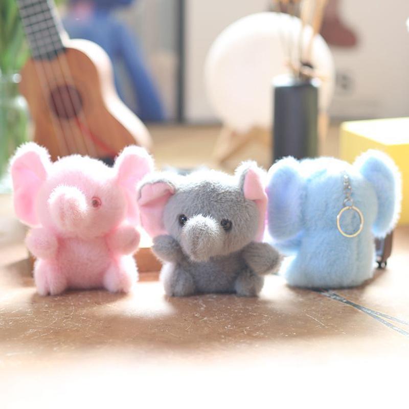 1Pc Birthday Gift Cute Elephant Stuffed Animal Plush Toy Keychain Soft Doll Car Keyring For Women Couple Children Bag Pendant