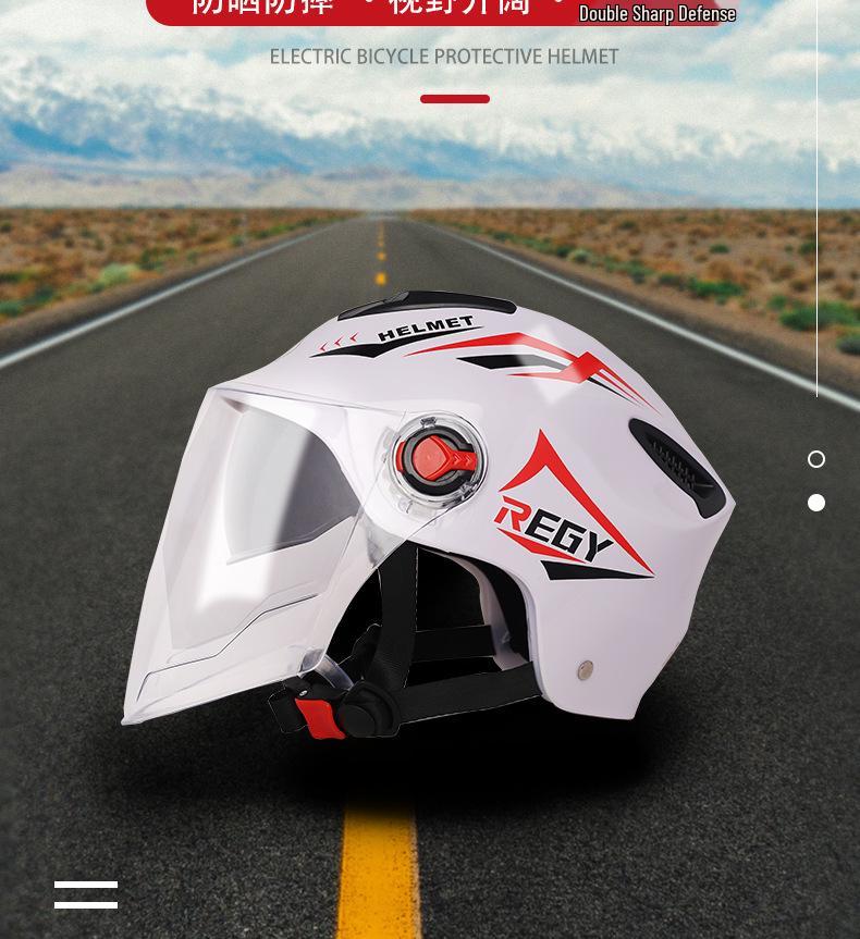Dual-Lens Electric Vehicle Helmet for All Seasons - Unisex
