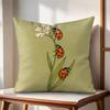 Cute Cartoon Ladybug Cushion Cover Natural Linen Organic Fabric DoubleSided Printing Couch Pillow Covers Home Decor Gift