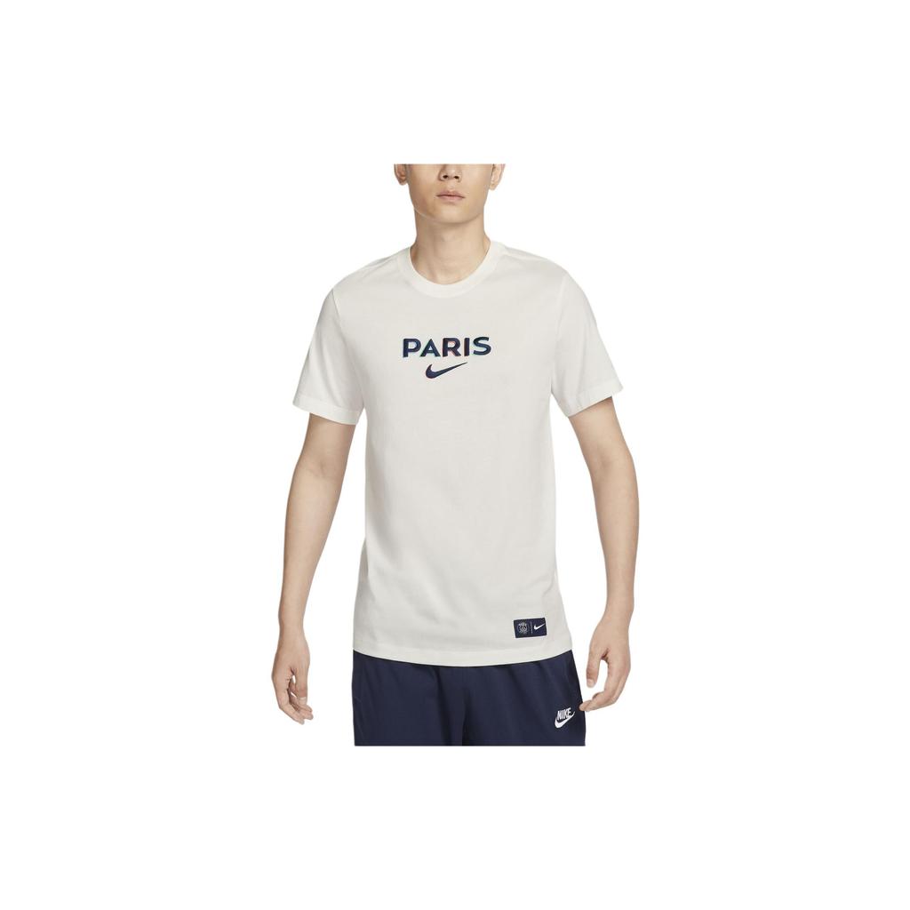 Nike Paris Saint-Germain Team Logo Embroidered Crew Neck Short Sleeve T-Shirt Men Tops Sail HJ9761-133