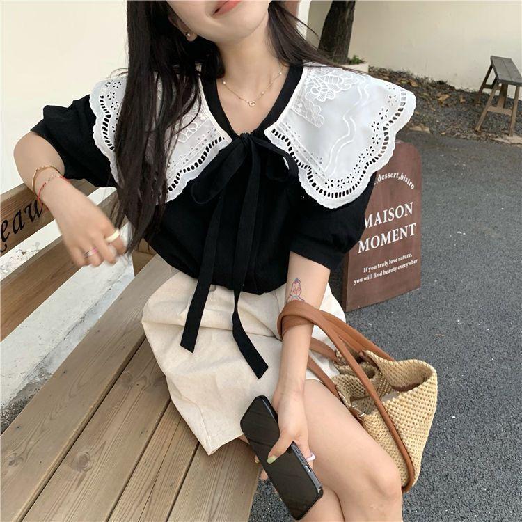 White Shirt Women's Summer New Popular Bow Tie Tops